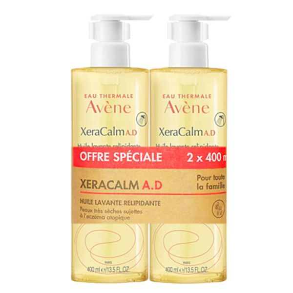 Avène XeraCalm AD Huile Lavante Relipidante - Peaux Sèches Atopiques - 2 x 400ml