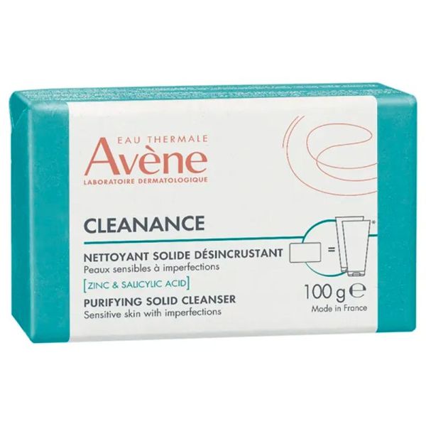 Avène Cleanance Nettoyant Solide Désincrustant - 100g - Purifie, matifie et désobstrue les pores