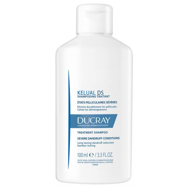 Ducray Kelual DS Shampoing Traitant Etats Pelliculaires Sévères - 100 ml - Élimine, Apaise et Protège