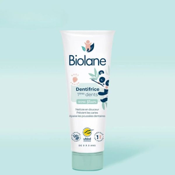 Biolane Dentifrice 1ères dents avec fluor 30 ml - Protection anti-caries et apaisement des poussées dentaires