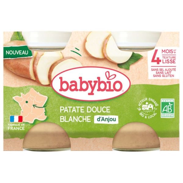 Babybio Purée Patate Douce Blanche d’Anjou 4 Mois - 2 x 130g