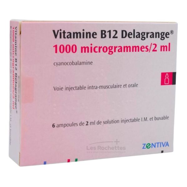 Vitamine B12 Delagrange 1000μg/2ml - 6x2 ml - Carence en vitamine B12