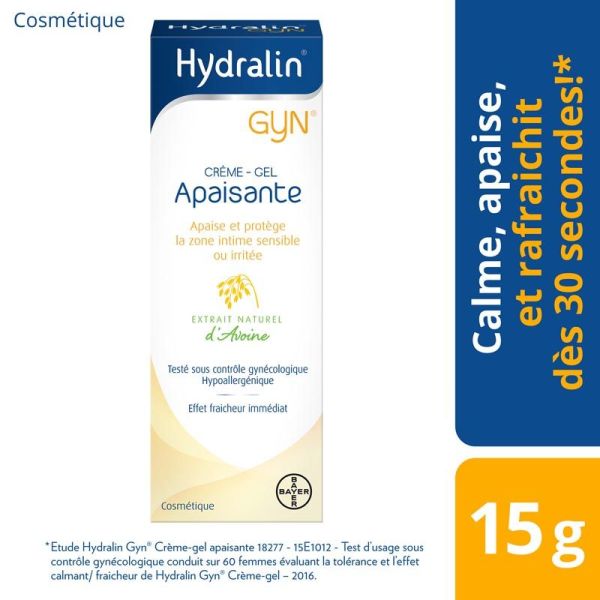 Hydralin Gyn Crème-Gel Apaisante - 15 g - Soin Intime Apaisant & Rafraîchissant