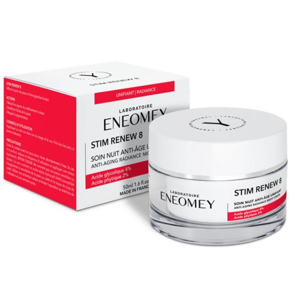Eneomey Stim Renew 8 - Soin Nuit Anti-Âge Unifiant 50 ml - Dès 25 Ans - Peau Radieuse au Réveil