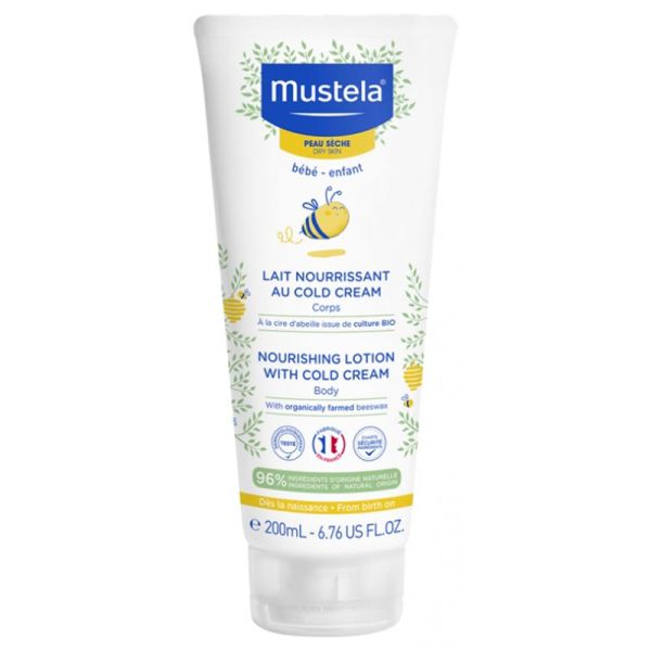 Mustela Lait Nourrissant au Cold Cream à la Cire d'Abeille - 200 ml - Hydrate, nourrit et protège
