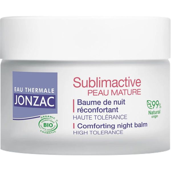 Eau Thermale Jonzac Sublimactive Peau Mature Baume de Nuit Réconfortant Bio - 50 ml - Régénère, nourrit et redonne éclat