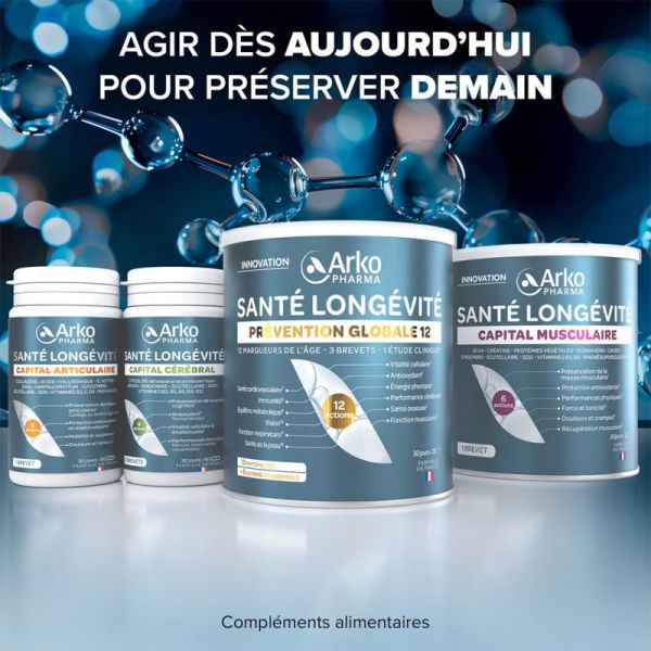 Arkopharma Santé Longévité Prévention Globale 12 285g – Formule anti-âge 12 actions