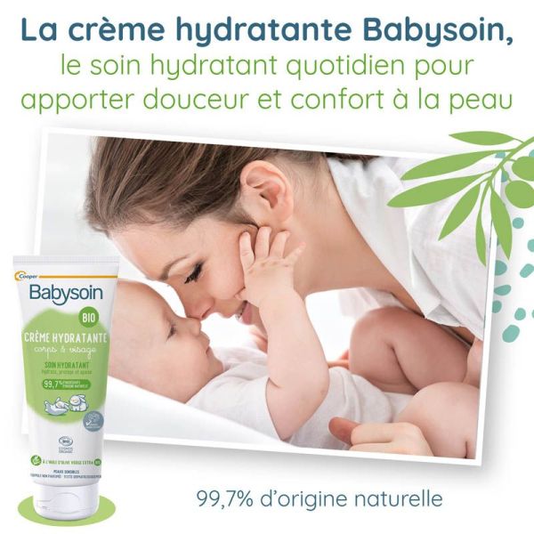 Babysoin Crème hydratante BIO - 200ml - Hydratation et confort pour la peau sensible de bébé