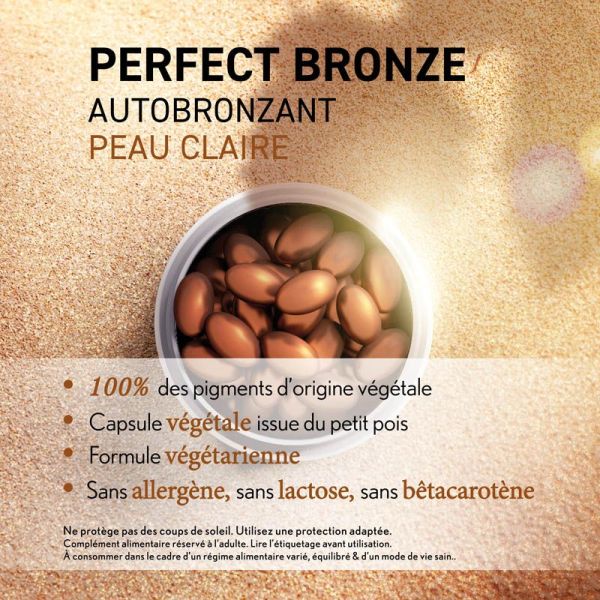 Oenobiol Perfect Bronze Autobronzant - 30 Capsules - Peau Claire - Hâle Naturel et Uniforme