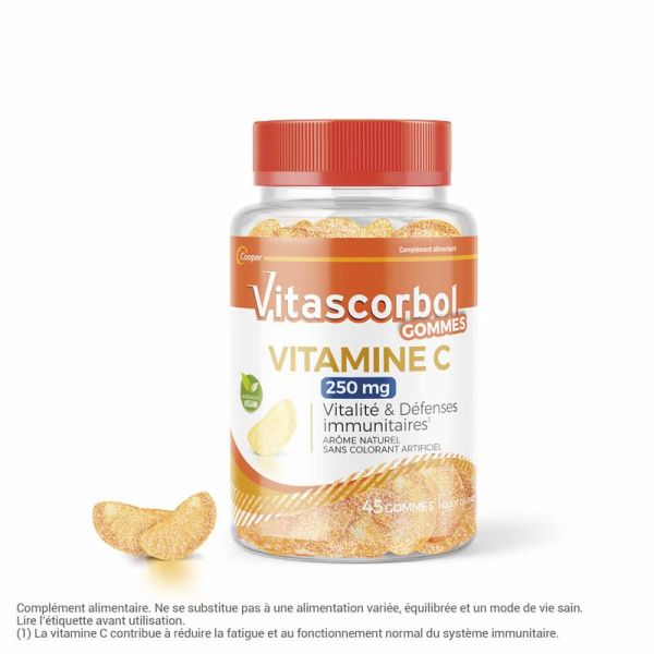 Vitascorbol Vitamine C 250mg - 45 gommes - Vitalité et défense immunitaire au quotidien