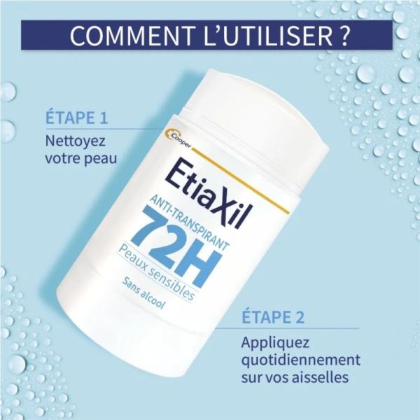 Etiaxil Stick anti-transpirant Protection 72h 40ml - Régulateur quotidien anti-odeur pour peaux sensibles