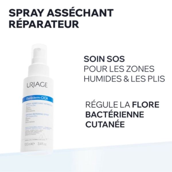 Uriage Bariéderm Cica Spray Asséchant Réparateur - 100 ml – Soin Asséchant et Apaisant Peaux Fragilisées