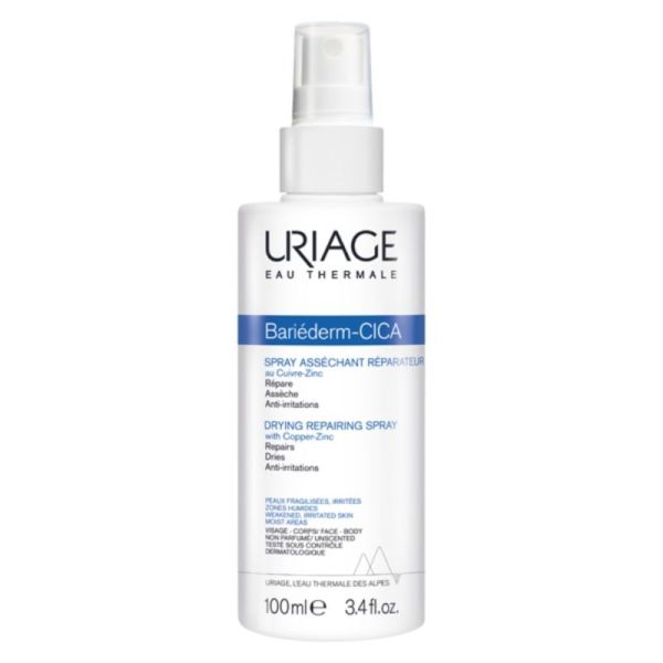 Uriage Bariéderm Cica Spray Asséchant Réparateur - 100 ml – Soin Asséchant et Apaisant Peaux Fragilisées