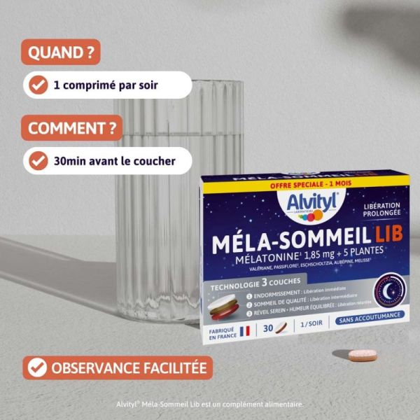 Alvityl Méla-Sommeil LIB Troubles du Sommeil - 30 Comprimés