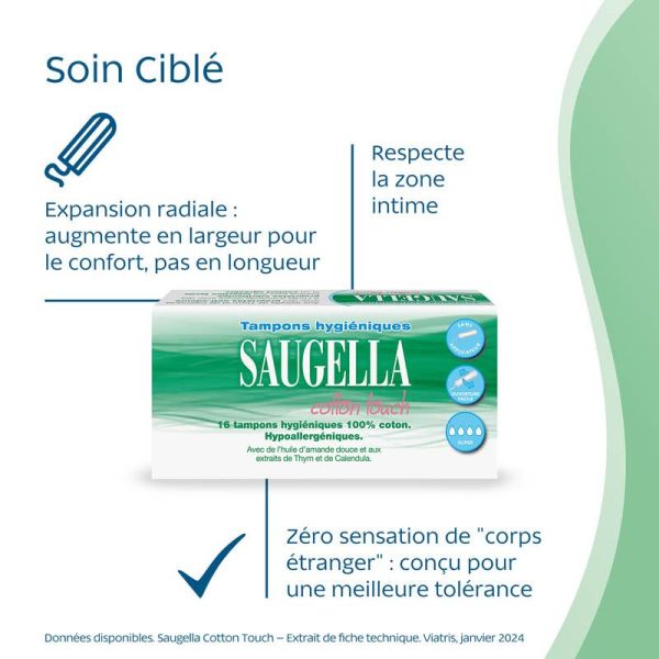 Saugella Cotton Touch Super Tampons boite de 16
