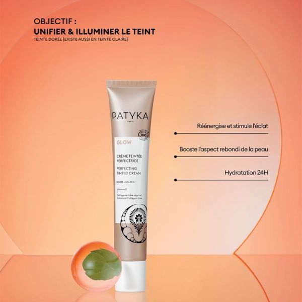 Patyka Glow Crème Teintée Perfectrice Bio 40 ml – Teinte Dorée – Éclat et fermeté