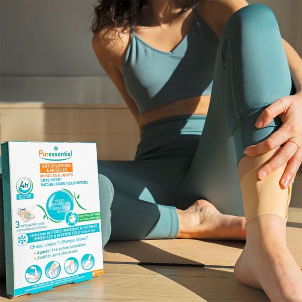 Puressentiel Cryo Pure Patchs Froids x3 Patchs – Soulagement immédiat par le froid, extensible et découplable jusqu'à 4h