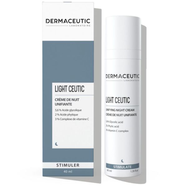 Dermaceutic Light Ceutic Creme De Nuit Unifiante - 40 ml - Exfoliation Naturelle - Eclat Restauré
