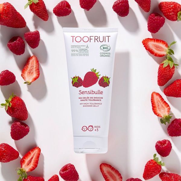 Toofruit Sensibulle Gelée de Douche - 200ml - Fraise-Framboise - Nettoie la peau sensible des enfants