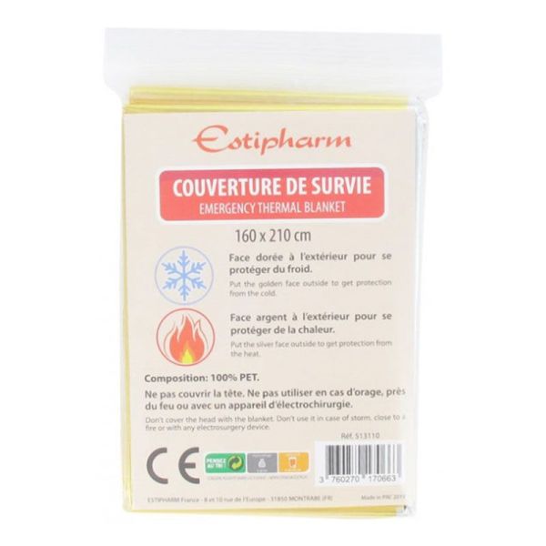 Estipharm Couverture de Survie - 160 x 210 cm - 1 pièce