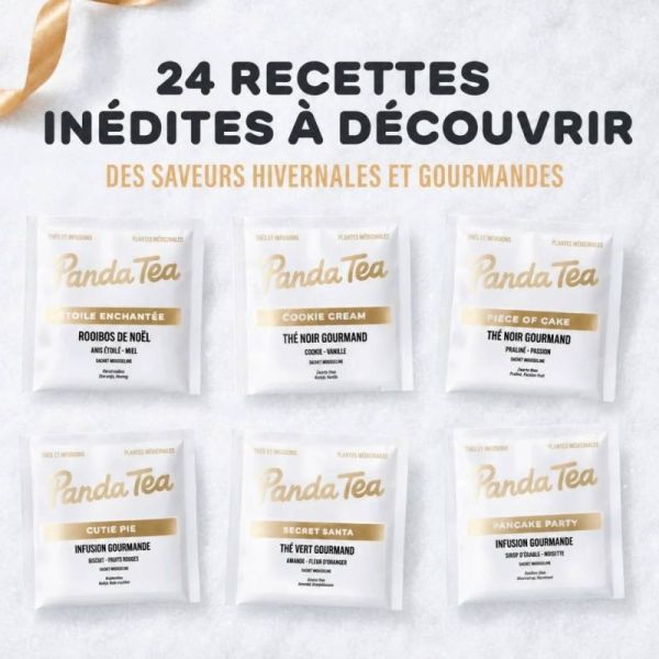 Panda Tea Calendrier de l'Avent 24 sachets - 24 thés et infusions pour Noël
