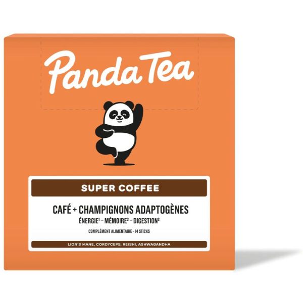 Panda Tea Super Coffee aux Champignons Adaptogènes 14 Sticks – Énergie et anti-fatigue