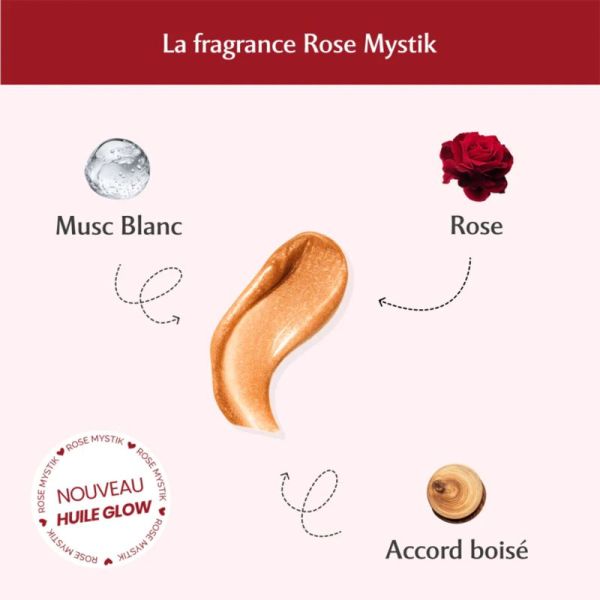 Musc Intime Huile Glow Pailletée Corps Rose Mystik 100 ml – Huile sèche nutritive sublimatrice nacrée