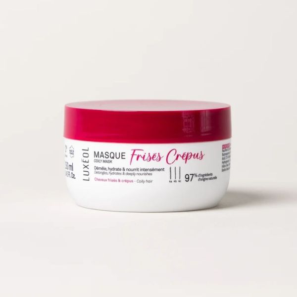 Luxéol Masque Frisés & Crépus Pot 250 ml - Nourrit intensément, répare en profondeur et sublime les cheveux très texturés