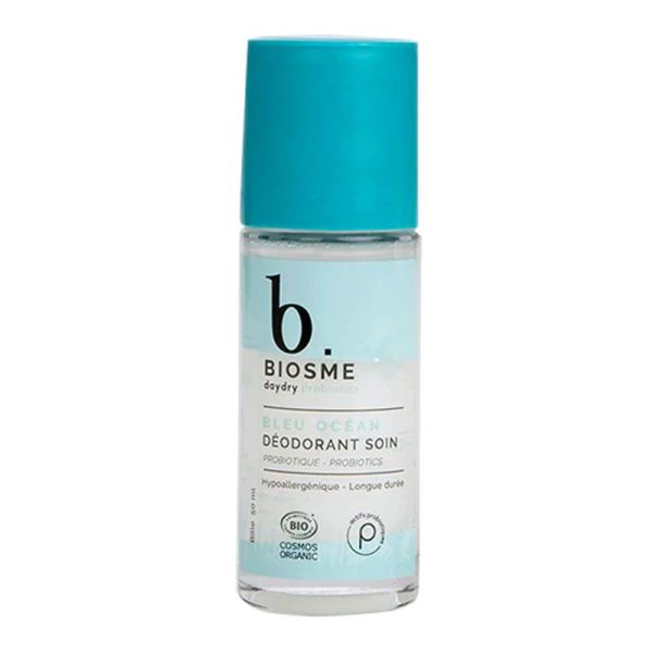 Biosme Daydry Déodorant Soin Bleu Océan - Rechargeable - À Base D'actifs Probiotiques - Roll-on 50ml