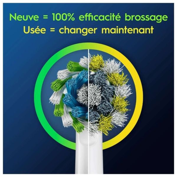 Oral-B Pack de 3 brossettes Pro Cross Action Blanches - Elimination optimale de la plaque dentaire