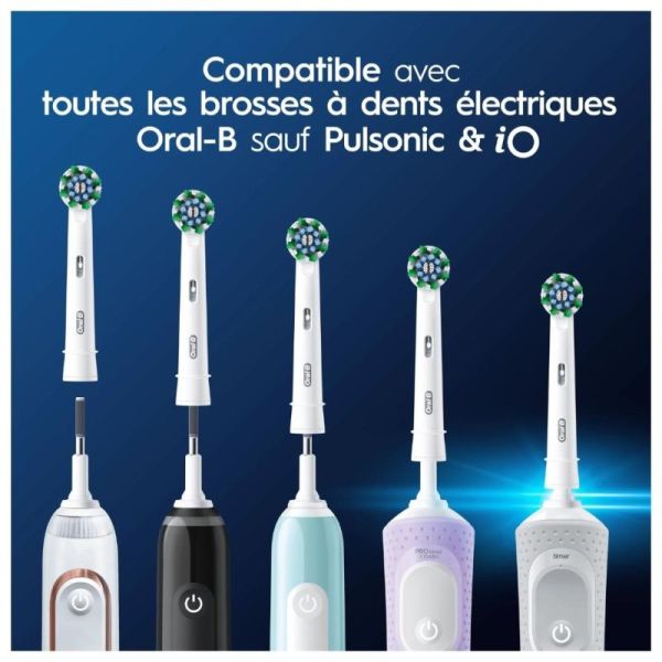 Oral-B Pack de 3 brossettes Pro Cross Action Blanches - Elimination optimale de la plaque dentaire