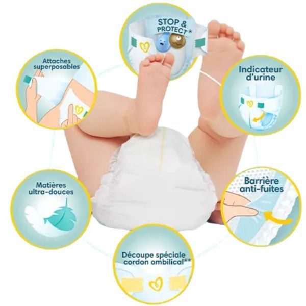 Pampers Premium Protection Couches Bébé Taille 2 (4/8 kg) - 34 Couches