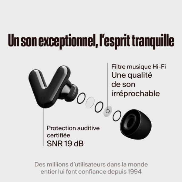 Alpine Tune Black Paire de bouchons d'oreille - Haute fidélité pour les concerts, les festivals et les passionnés de musique