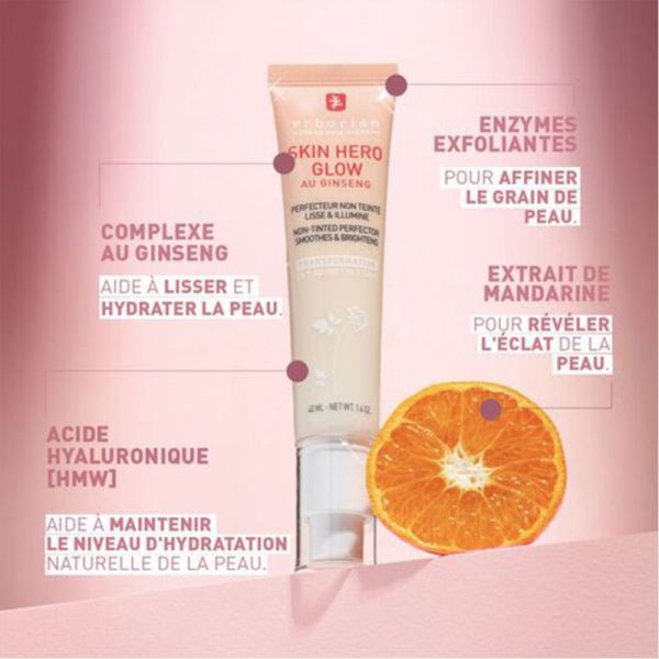 Erborian Skin Hero Glow Perfecteur de Peau Nue 15ml – Soin booster d'éclat effet glass skin