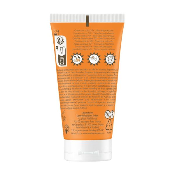 Avène Crème Solaire SPF 50+ - 50ml - Crème Teintée - Protège et unifie les peaux sèches et sensibles