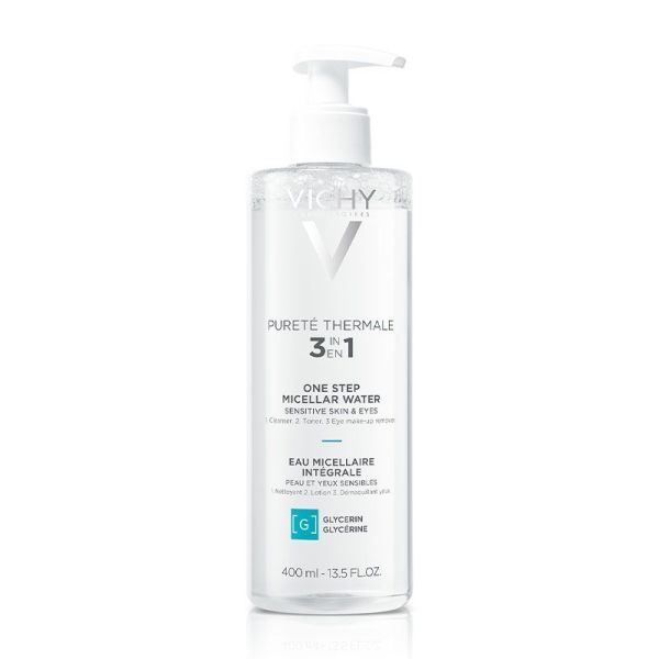 Vichy Pureté Thermale Eau Micellaire Intégrale - 400 ml - Tous Types de Peaux, Même Sensibles