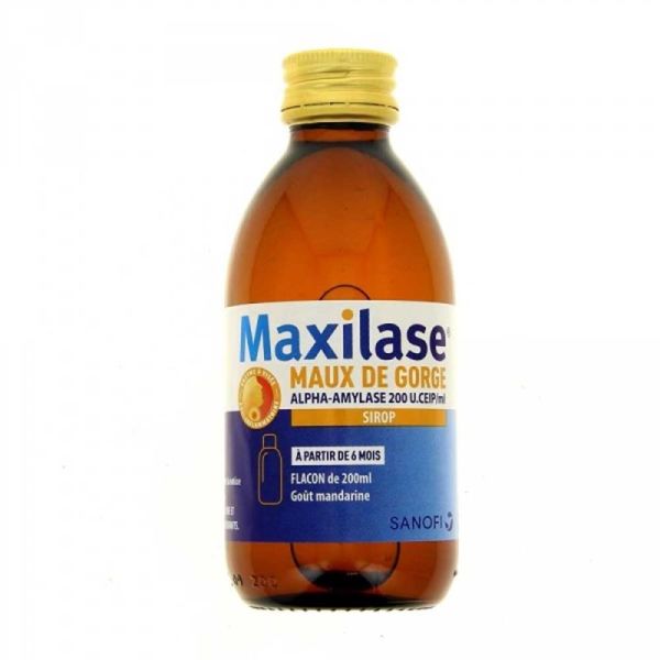 Maxilase Maux de Gorge Sirop 200 ml - Goût Mandarine
