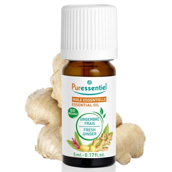 Puressentiel Huile Essentielle Gingembre Bio 5 ml – Stimulant digestif, tonifiant général et aphrodisiaque