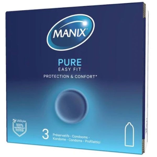 Manix Pure Easy Fit 3 préservatifs - Protection & confort, boîte en carton