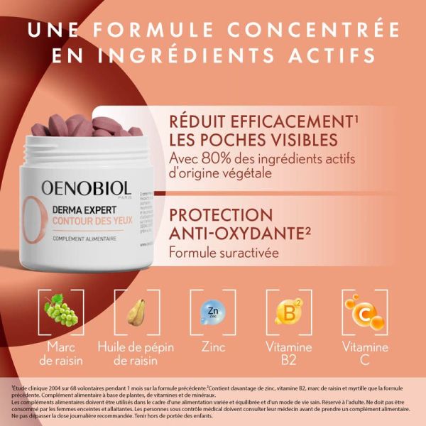 Oenobiol Derma Expert Contour des Yeux - 60 Comprimés - Réduction des poches & éclat du regard