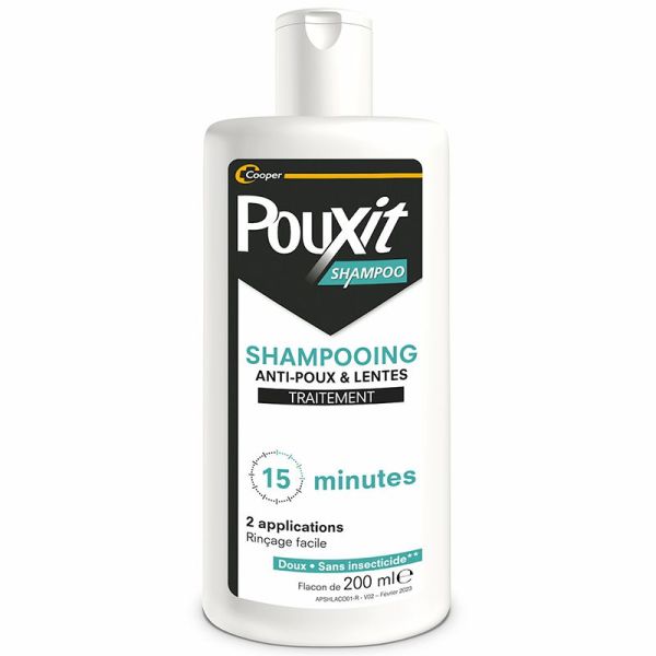 Pouxit Shampoo Shampooing Anti-Poux Et Lentes Flacon 200ml - Traitement 15 Minutes, doux, sans insecticide