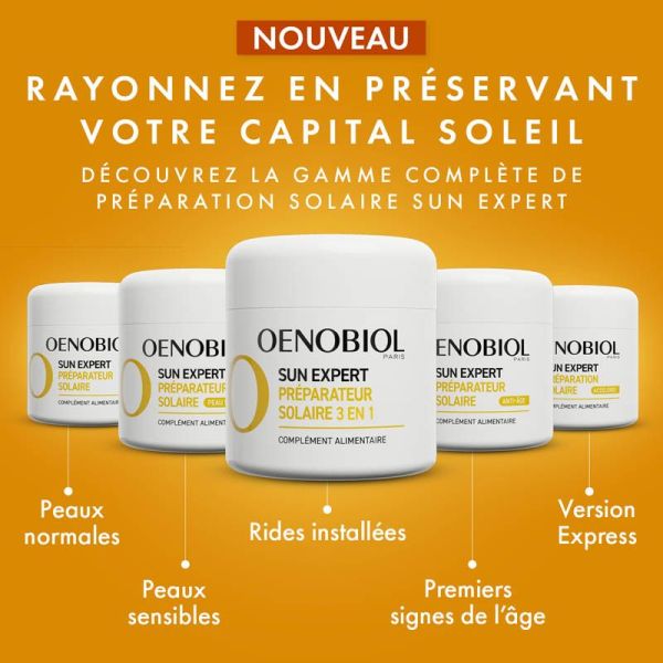 Oenobiol Sun Expert Préparateur Solaire 3 en 1 Triple action - 2x30 capsules - Protection, hâle et anti-âge