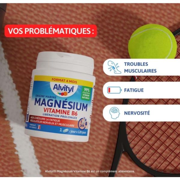 Alvityl Magnésium Vitamine B6 - 120 comprimés - Aide à réduire la fatigue