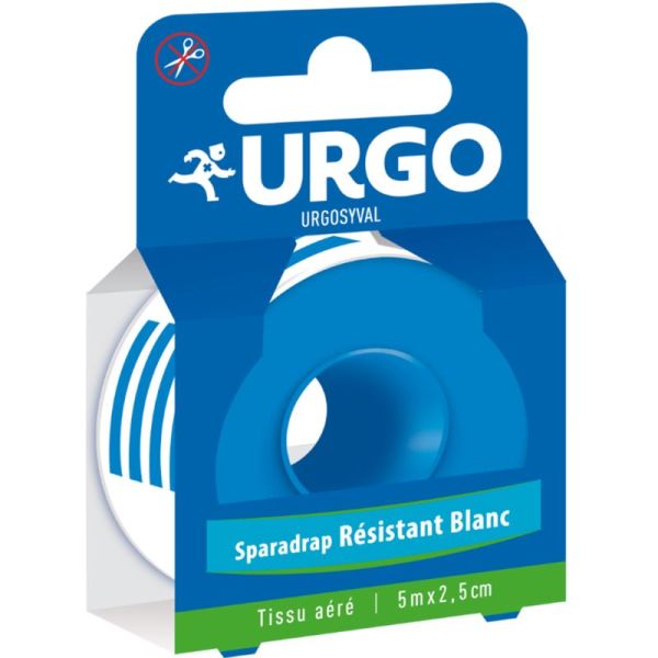 Urgo Syval Sparadrap Résistant Blanc - 5 m x 2,5 cm - 1 unité - Fixation durable et maintien sécurisé