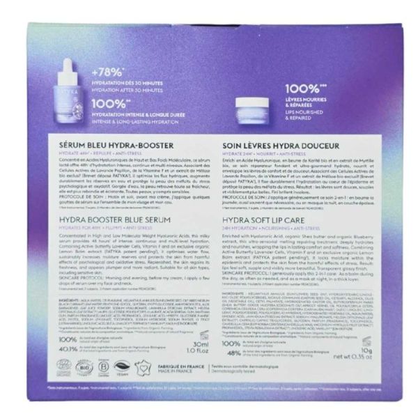 Patyka Coffret Le Rituel Hydratant Sérum Bleu Hydra Booster 30 ml + Soin Lèvres Hydra Douceur 10 g - Hydratation et confort