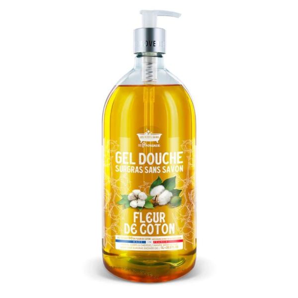 Les Petits Bains de Provence Gel Douche Surgras Sans Savon Fleur de Coton - 1L