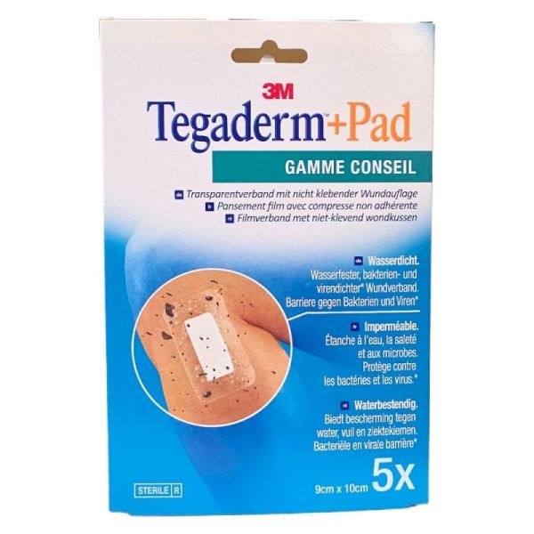 3M Tegaderm + Pad Gamme Conseil - 9 x 10 cm - 5 pansements