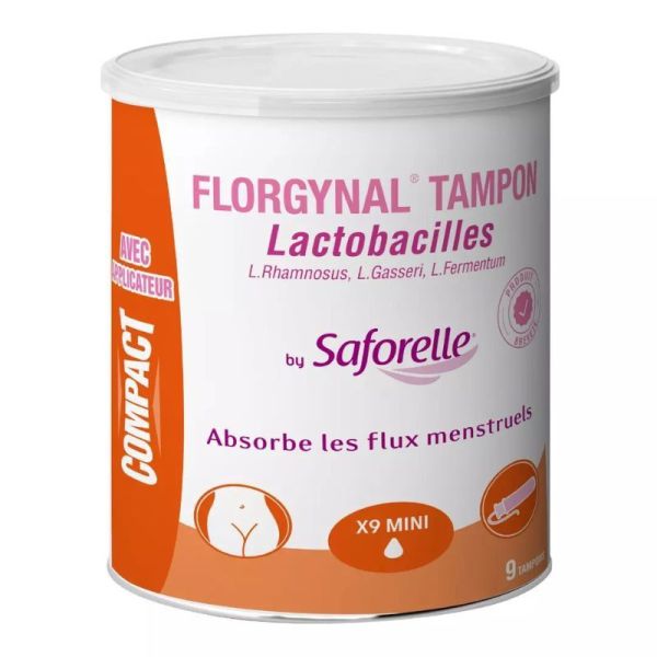 Saforelle Florgynal Probiotique Tampon Compact Mini 9 Unités - Avec Applicateur