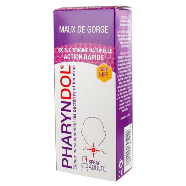 PediAct Pharyndol Spray Adulte - Traitement des Maux de Gorge - 100% Naturel -  30 ml