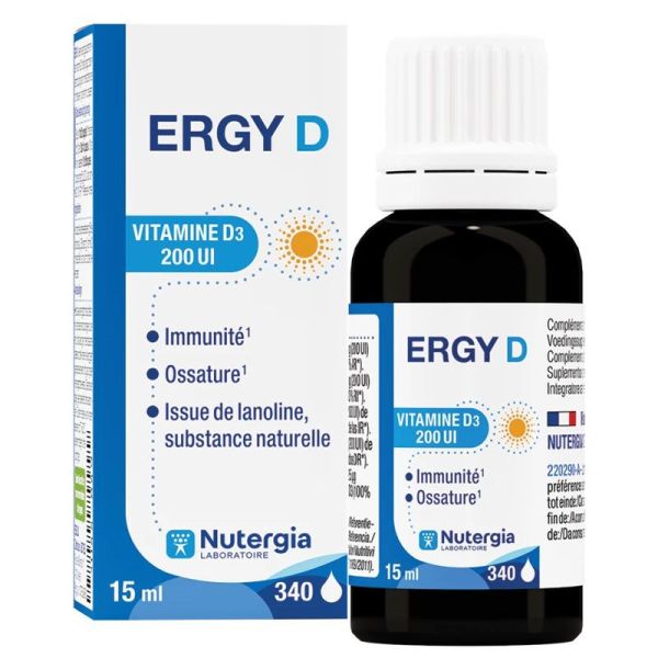 Nutergia Ergy D 15ml - Immunité, maintien de l’ossature